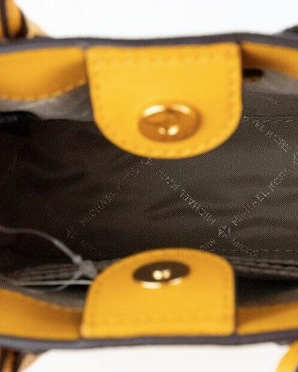 Michael Kors Mercer XS Honeycomb Gold Signature PVC North South Shopper Crossbody Bag