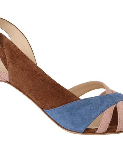 GIA COUTURE Multicolor Suede Leather Slingback Heels Sandals Shoes