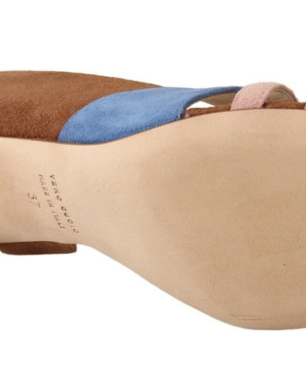 GIA COUTURE Multicolor Suede Leather Slingback Heels Sandals Shoes