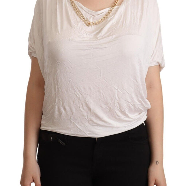 Guess By Marciano White Short Sleeves Gold Chain T-shirt Top