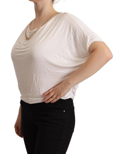 Guess By Marciano White Short Sleeves Gold Chain T-shirt Top