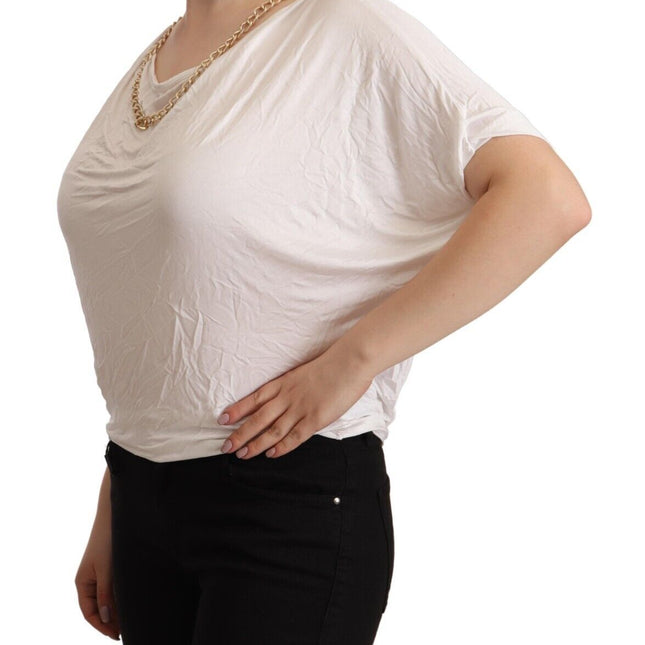 Guess By Marciano White Short Sleeves Gold Chain T-shirt Top