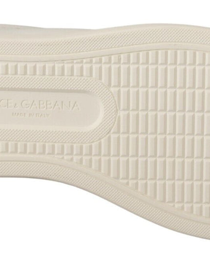 Dolce & Gabbana White Blue Leather Low Top Sneakers Shoes