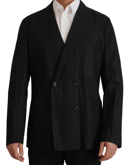 Dolce & Gabbana Black Polka Dotted Cotton Blazer Jacket