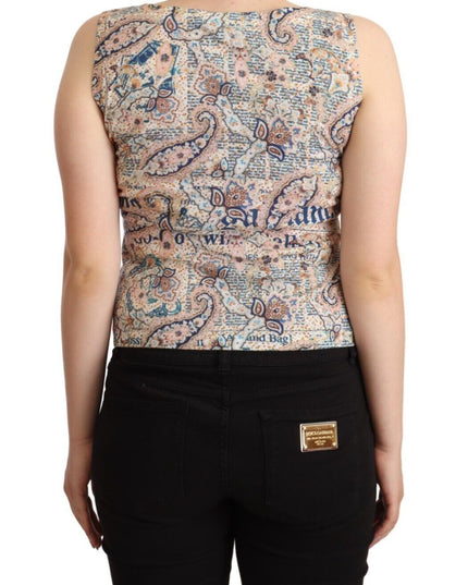 John Galliano Multicolor Cotton Sleeveless V-neck Tank Top