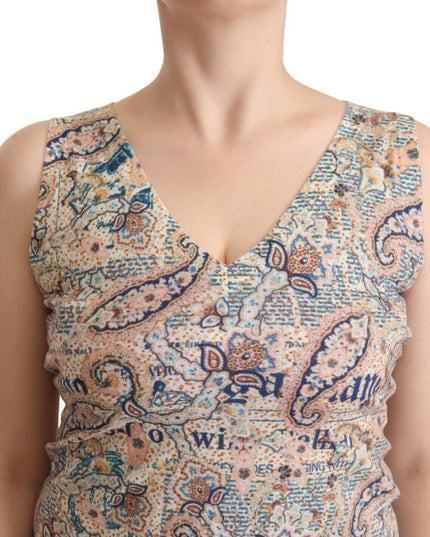 John Galliano Multicolor Cotton Sleeveless V-neck Tank Top