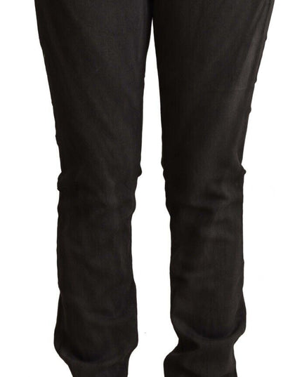 Costume National Black Cotton Mid Waist Skinny Pants