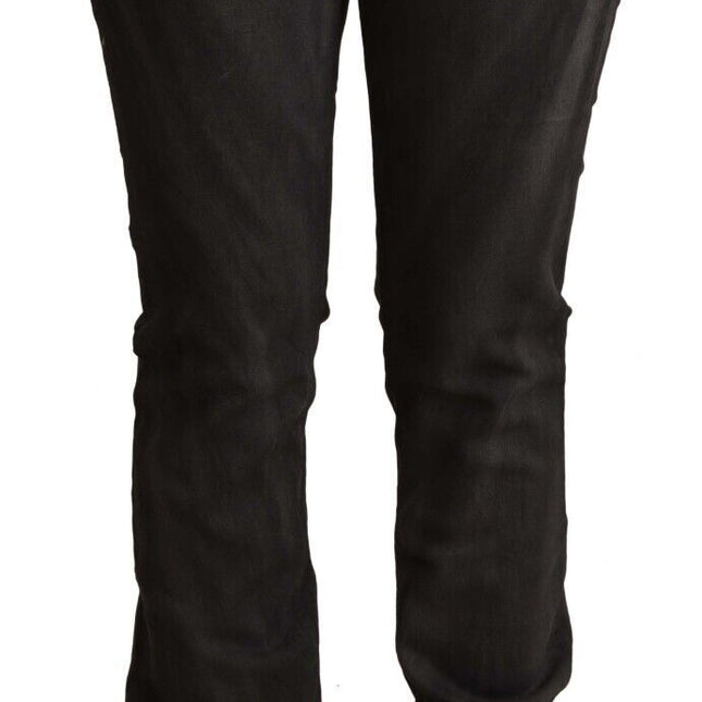 Costume National Black Cotton Mid Waist Skinny Pants