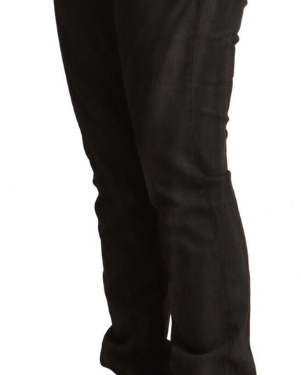 Costume National Black Cotton Mid Waist Skinny Pants