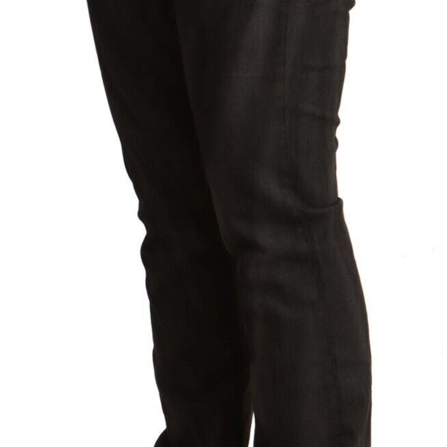 Costume National Black Cotton Mid Waist Skinny Pants