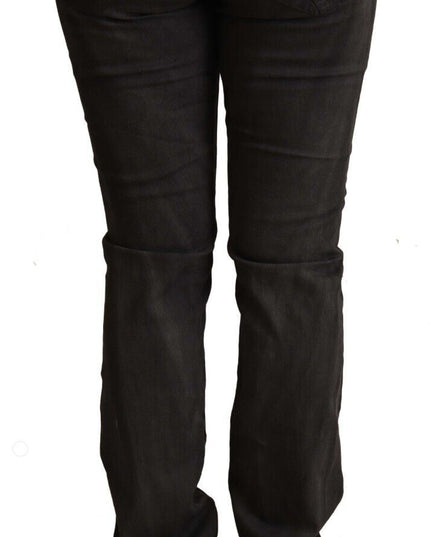 Costume National Black Cotton Mid Waist Skinny Pants