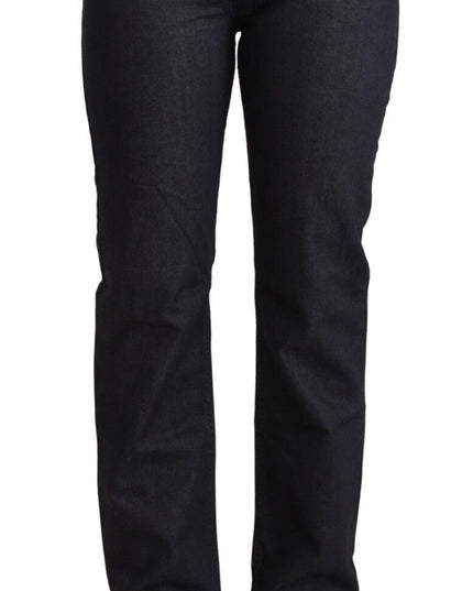 Exte Dark Blue Cotton Stretch Low Waist Straight Denim Jeans