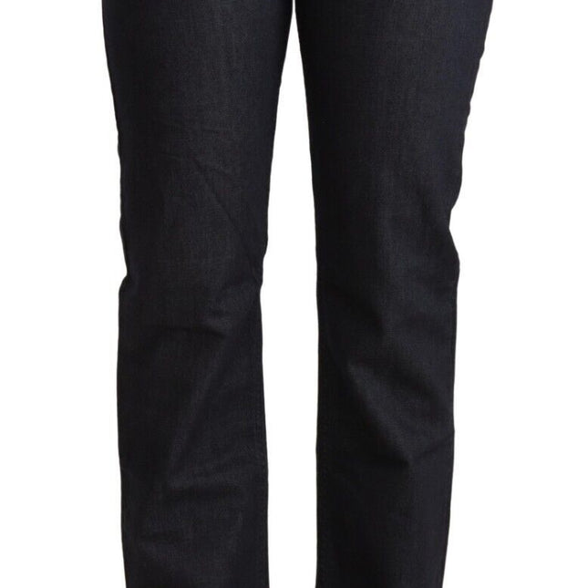 Exte Dark Blue Cotton Stretch Low Waist Straight Denim Jeans