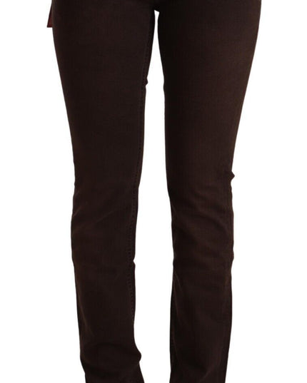 CYCLE Brown Cotton Stretch Low Waist Slim Fit Denim Jeans