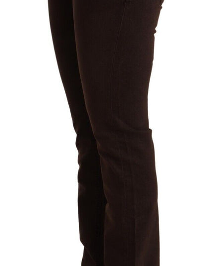 CYCLE Brown Cotton Stretch Low Waist Slim Fit Denim Jeans