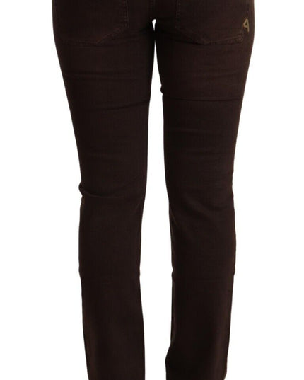 CYCLE Brown Cotton Stretch Low Waist Slim Fit Denim Jeans