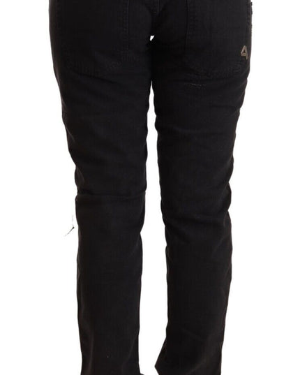 CYCLE Black Cotton Distressed Low Waist Slim Fit Denim Jeans