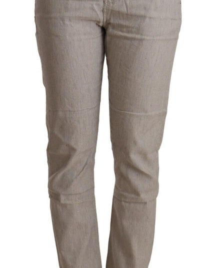 CYCLE Light Gray Linen Blend Mid Waist Tapered Pants