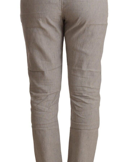 CYCLE Light Gray Linen Blend Mid Waist Tapered Pants