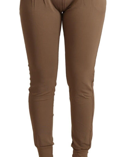 Scervino Street Brown Viscose Mid Waist Slim Tapered Pants