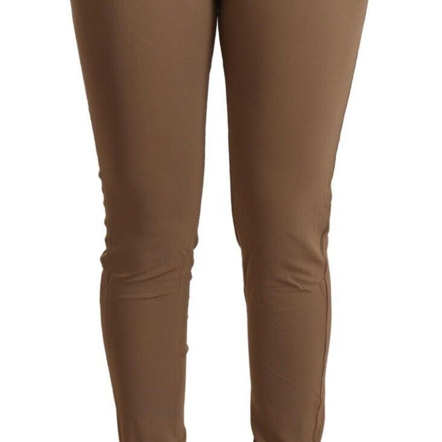 Scervino Street Brown Viscose Mid Waist Slim Tapered Pants