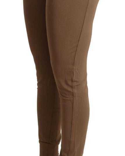 Scervino Street Brown Viscose Mid Waist Slim Tapered Pants
