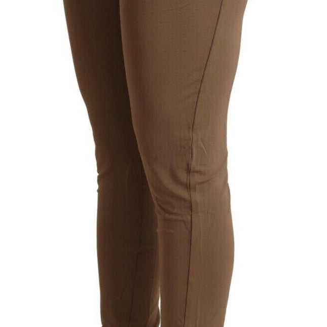 Scervino Street Brown Viscose Mid Waist Slim Tapered Pants