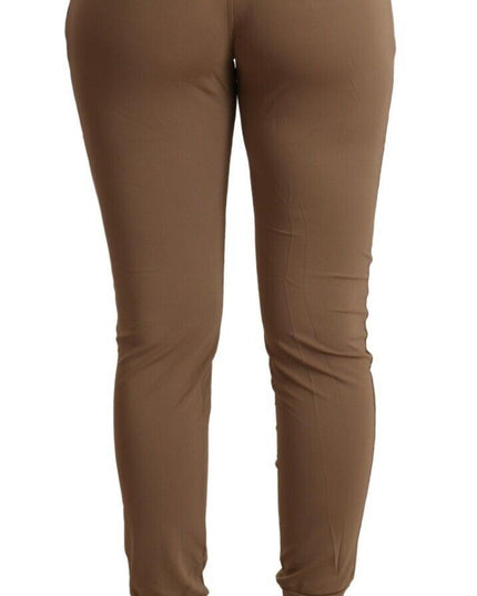 Scervino Street Brown Viscose Mid Waist Slim Tapered Pants