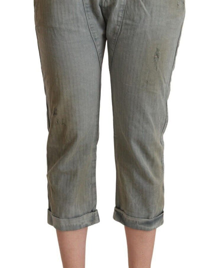 CYCLE Gray 100% Cotton Mid Waist Skinny Cropped Pants