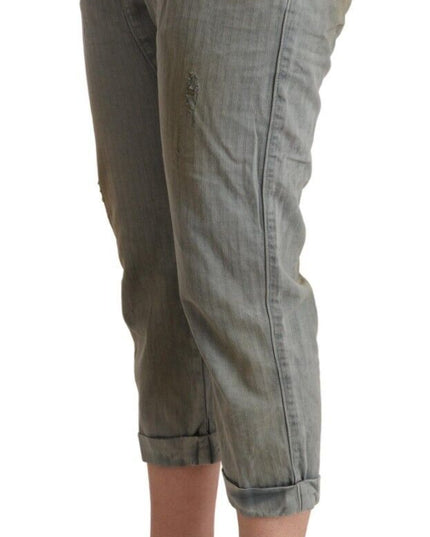 CYCLE Gray 100% Cotton Mid Waist Skinny Cropped Pants