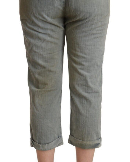 CYCLE Gray 100% Cotton Mid Waist Skinny Cropped Pants