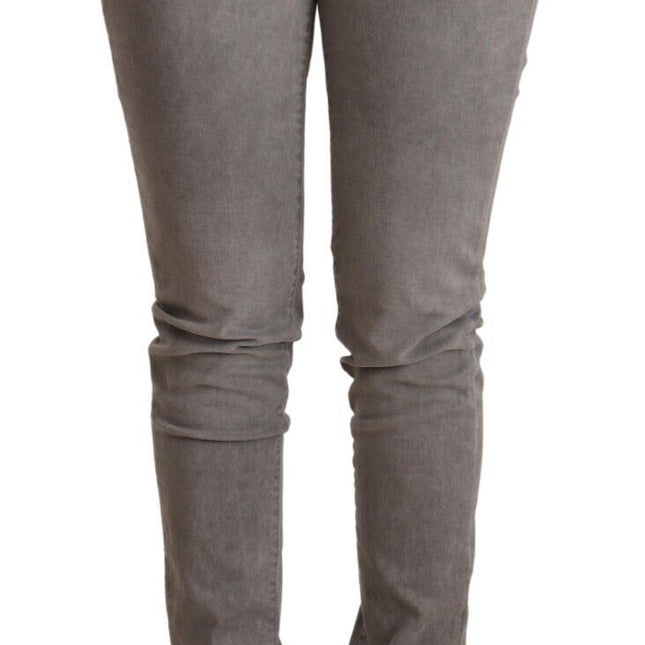 Acht Light Gray Washed Cotton Slim Fit Denim Jeans