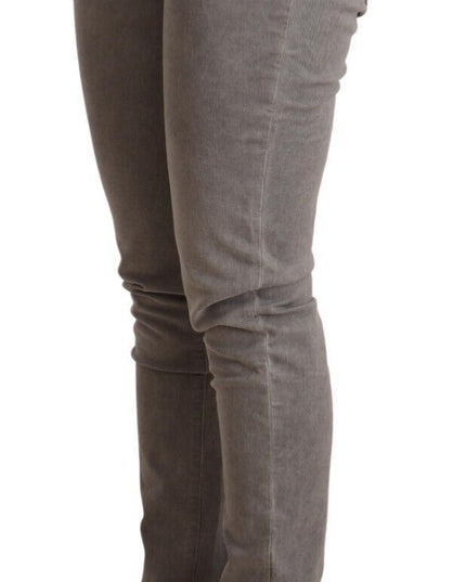 Acht Light Gray Washed Cotton Slim Fit Denim Jeans