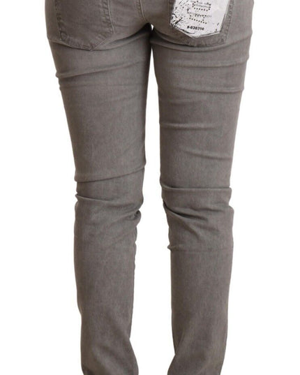 Acht Light Gray Washed Cotton Slim Fit Denim Jeans