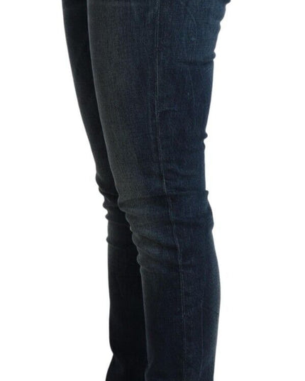 Acht Blue Washed Cotton Slim Fit Denim Low Waist Jeans