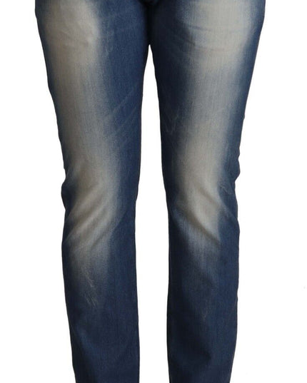 Acht Blue Washed Mid Waist Folded Hem Skinny Jeans