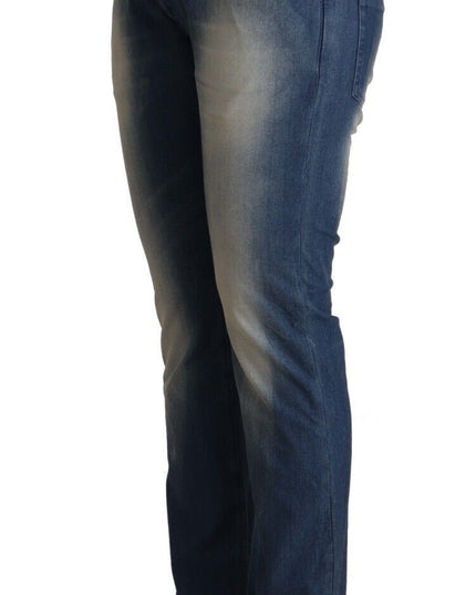 Acht Blue Washed Mid Waist Folded Hem Skinny Jeans