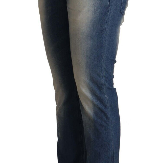 Acht Blue Washed Mid Waist Folded Hem Skinny Jeans