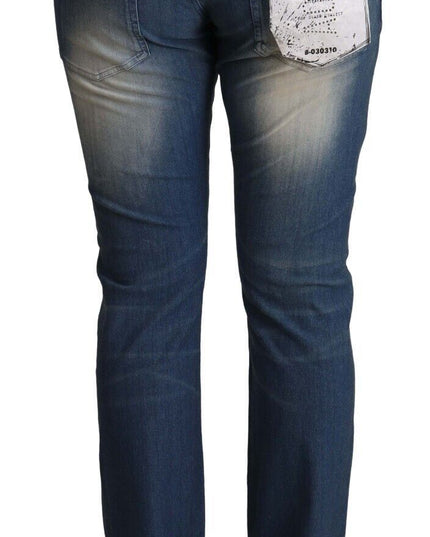 Acht Blue Washed Mid Waist Folded Hem Skinny Jeans