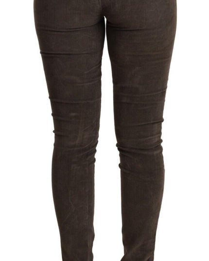 Acht Brown Cotton Slim Fit Denim Low Waist Jeans