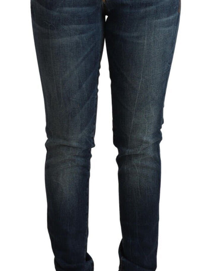 Acht Blue Washed Cotton Low Waist Slim Fit Denim Jeans