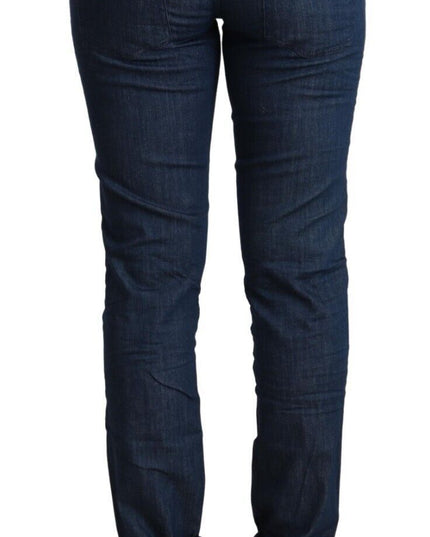 Acht Blue Cotton Low Waist Skinny Denim Folded Hem Jeans