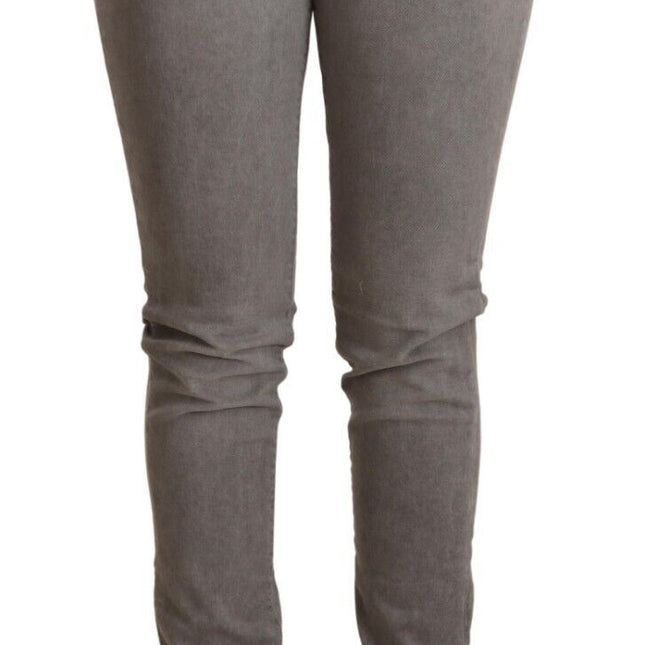 Acht Gray Cotton Low Waist Skinny Push Up Denim Jeans