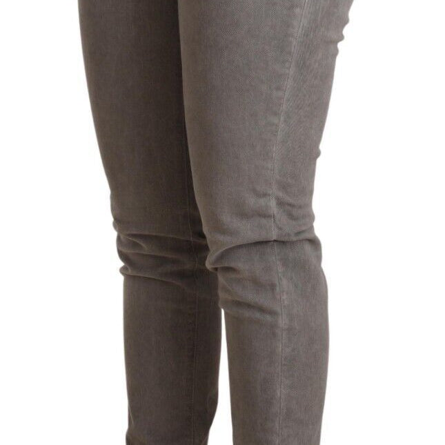 Acht Gray Cotton Low Waist Skinny Push Up Denim Jeans
