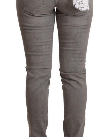 Acht Gray Cotton Low Waist Skinny Push Up Denim Jeans