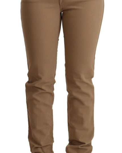 Jacob Cohen Brown Cotton Stretch Mid Waist Skinny Pants