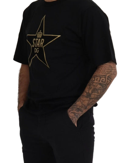Dolce & Gabbana Black Gold STAR Crown DG Cotton Crewneck T-shirt