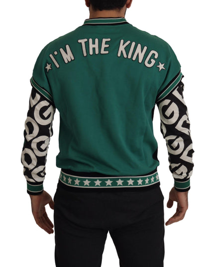 Dolce & Gabbana Black Green Cotton KING Star Crewneck Pullover Sweater