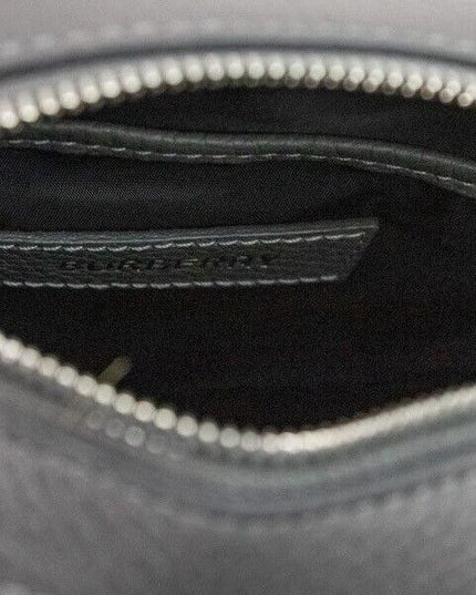 Burberry Thornton Small Grey Embossed Logo Grainy Leather Crossbody Handbag