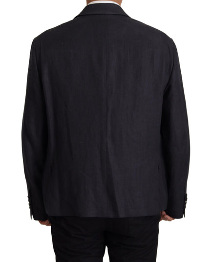 Dolce & Gabbana Blue Linen Formal Mens Blazer Jacket
